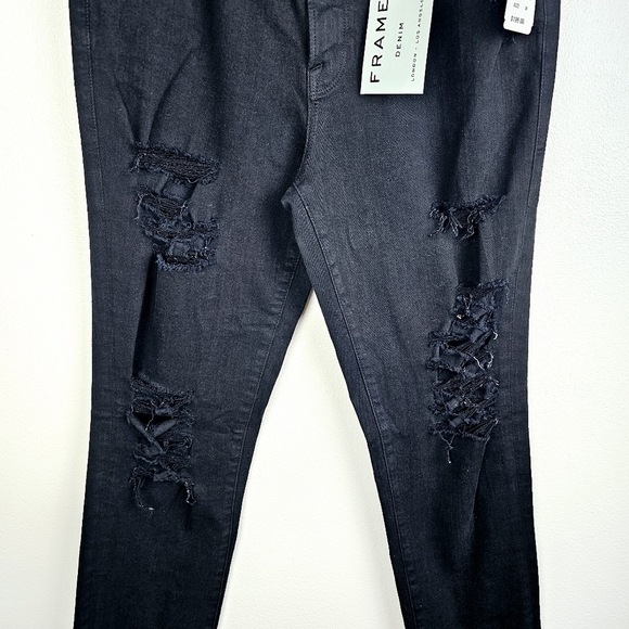 Frame Denim Black Ripped Skinny Jeans NWT - Picture 12 of 15